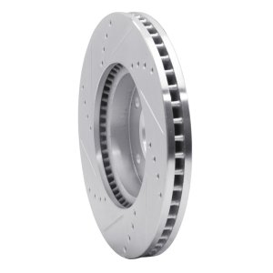 Kia Sedona Brake Rotor (1) - Front Right - R1 Concepts - Drilled & Slotted - Silver - `03-`05